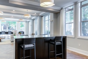 Coffee bar in resident lounge at Elan City Center modern apartments near Shaw University